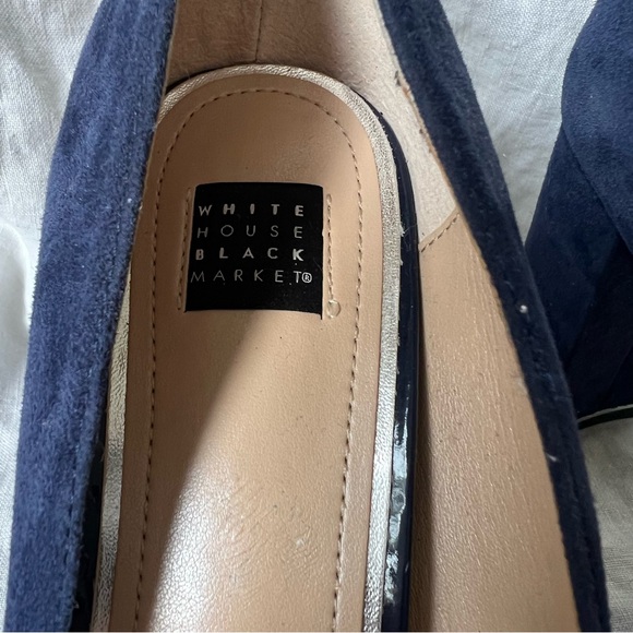 WHBM Elisa Officer Pumps Blue Suede Pointed Toe Heels - Picture 4 of 11